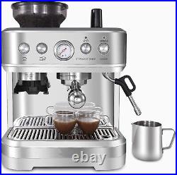 15 Bar Espresso Machine with Milk Frother Grinder Latte Cappuccino Coffee Maker