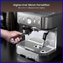 15 Bar Espresso Machine with Milk Frother Grinder Latte Cappuccino Coffee Maker