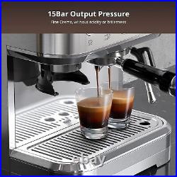 15 Bar Espresso Machine with Milk Frother Grinder Latte Cappuccino Coffee Maker