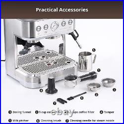 15 Bar Espresso Machine with Milk Frother Grinder Latte Cappuccino Coffee Maker