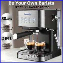 20Bar Espresso Machine, Fast Heating Coffee With Milk Steam Frother Wand RV/Home
