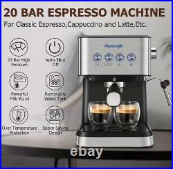 20Bar Espresso Machine, Fast Heating Coffee With Milk Steam Frother Wand RV/Home