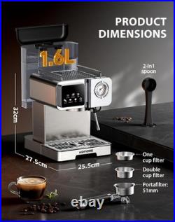 20 Bar Espresso Machine Coffee Maker 1350W Touchscreen 1.6L with Pressure Gauge