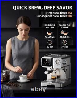 20 Bar Espresso Machine Coffee Maker 1350W Touchscreen 1.6L with Pressure Gauge