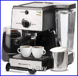 7 Pc All-In-One Espresso Machine & Cappuccino Maker Coffee Bean Grinder