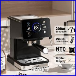 AEOMJK 20 Bar Espresso Machine with Steam Frother, 1.5L Tank Black/Chrome