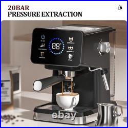 AEOMJK 20 Bar Espresso Machine with Steam Frother, 1.5L Tank Black/Chrome