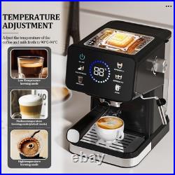 AEOMJK 20 Bar Espresso Machine with Steam Frother, 1.5L Tank Black/Chrome