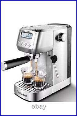 AMZCHEF 20 Bar Espresso Coffee Machines with LCD Panel and Steam Milk Frother