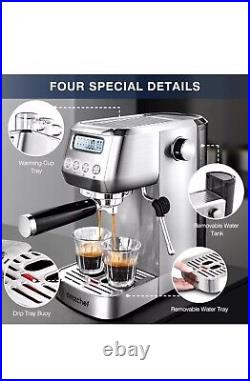 AMZCHEF 20 Bar Espresso Coffee Machines with LCD Panel and Steam Milk Frother