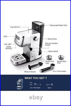 AMZCHEF 20 Bar Espresso Coffee Machines with LCD Panel and Steam Milk Frother