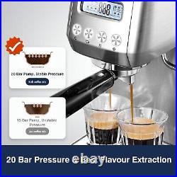 AMZCHEF 20 Bar Espresso Coffee Machines with LCD Panel and Steam Milk Frother