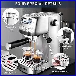 AMZCHEF 20 Bar Espresso Coffee Machines with LCD Panel and Steam Milk Frother