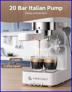 AMZCHEF Coffee Machine 20 Bar, 1350W Espresso Machine with LED Touch Screen