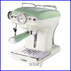 ARIETE Retro Espresso Coffee Machine with Milk Frother, Vintage Green