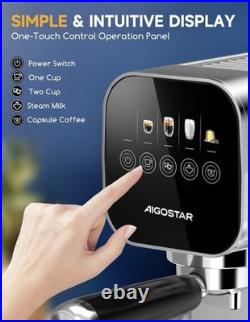 Aigostar 20Bar Espresso Coffee Machine for Capsule & Ground Coffee, Cappuccino