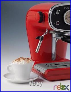 Ariete 1388 Cafe Retro Espresso Coffee Machine, 900W, 15-Bar with Frother Red