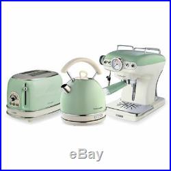 Ariete Dome Kettle, 2 Slice Toaster and Espresso Machine Set, Vintage Green