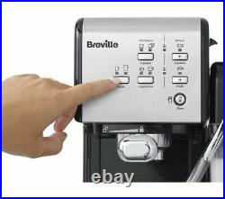 BREVILLE VCF107 Coffee Machine With Milk Frother Latte Espresso Black & Chrome