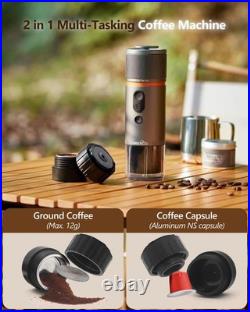 CONQUECO Portable Espresso Machine Travel 12v Car Coffee Maker with Battery