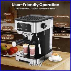 COSTWAY 20 Bar Espresso Coffee Machine, 1200W Compact Coffee Maker with Milk