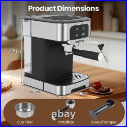 COSTWAY 20 Bar Espresso Coffee Machine, 1200W Compact Coffee Maker with Milk