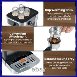 COSTWAY 20 Bar Espresso Coffee Machine, 1200W Compact Coffee Maker with Milk