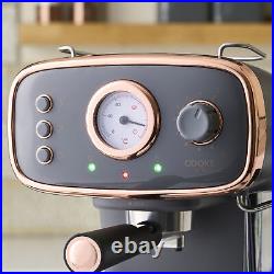 Coffee Machine Espresso Maker Barista Pro 15-Bar Pump Frothing Wand Grey/ Copper Coffee Machine Espresso Maker Barista Pro 15-Bar Pump Frothing Wand Grey/ Copper