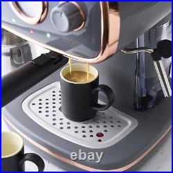 Coffee Machine Espresso Maker Barista Pro 15-Bar Pump Frothing Wand Grey/ Copper
