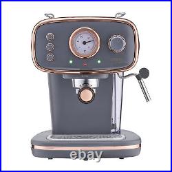 Coffee Machine Espresso Maker Barista Pro 15-Bar Pump Frothing Wand Grey/ Copper
