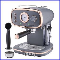 Coffee Machine Espresso Maker Barista Pro 15-Bar Pump Frothing Wand Grey/ Copper