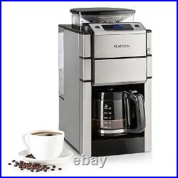 Coffee Machine Espresso Maker Bean to Cup Grinder Brewing Glass Jug Timer Silver