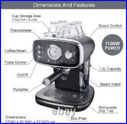 Coffee Machine Espresso Maker Caffe Barista Pro 15-Bar Pump Frothing Wand