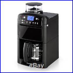 Coffee Machine Maker Beans Grinder Filter Espresso Office Home 10 cups Black