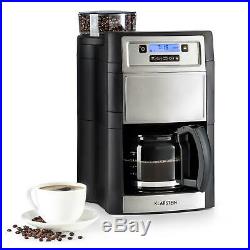 Coffee Machine Maker Grinder Bean to cups 10 Filter Timer LCD 1.25 l Silver