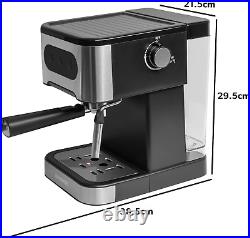 Daewoo 20 Bar Espresso Coffee Maker Steam Wand Barista 1.5L Tank Warmer Filter