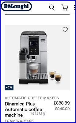 DeLonghi Dinamica Plus 370.70 B Automatic Coffee Machine Brand New FREE Postage