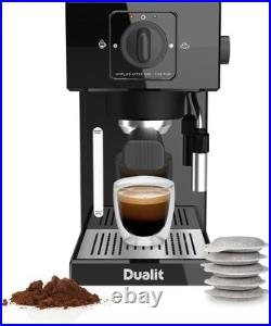 Dualit Espresso Coffee Machine 1.4L Capacity Black Manual Dosing Coffee