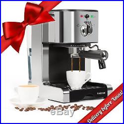 Espresso Coffee Machine Cappuccino Electric 6 Hot Cups Maker 20 Bar 1350W Silver