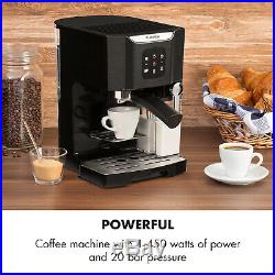 Espresso Coffee Machine Commercial Electric 1450 W 20 Bar Milk Frother Black
