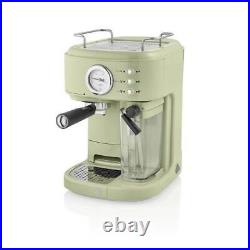 Espresso Coffee Machine, Retro One Touch In Green, Ground / ESE Swan SK22150GN