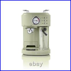 Espresso Coffee Machine, Retro One Touch In Green, Ground / ESE Swan SK22150GN