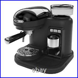Espresso Coffee Machine with Bean Grinder, 15 Bar, Black, Ariete Moderna 1318B