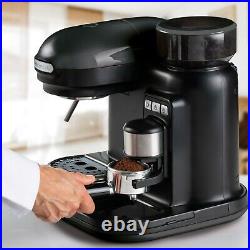 Espresso Coffee Machine with Bean Grinder, 15 Bar, Black, Ariete Moderna 1318B
