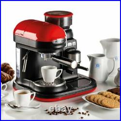 Espresso Coffee Machine with Bean Grinder, 15 Bar, Red, Ariete Moderna 1318R
