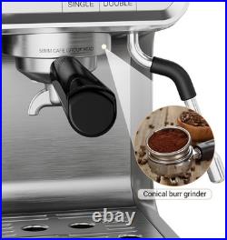 Espresso Coffee Machine with Grinder & Milk Frother 20 bar Pump Stainless Steel