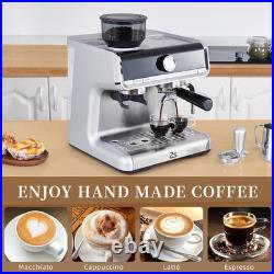 Espresso Coffee Machine with Grinder & Milk Frother 20 bar Pump Stainless Steel