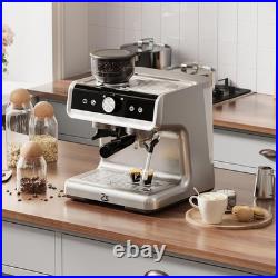 Espresso Coffee Machine with Grinder & Milk Frother 20 bar Pump Stainless Steel