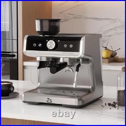 Espresso Coffee Machine with Grinder & Milk Frother 20 bar Pump Stainless Steel