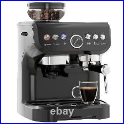 Espresso Coffee Machine with Integrated Bean Grinder & Steam Wand 15 Bar Pressure